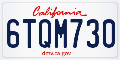 CA license plate 6TQM730