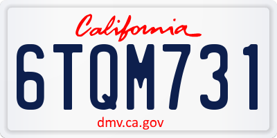 CA license plate 6TQM731