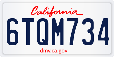 CA license plate 6TQM734