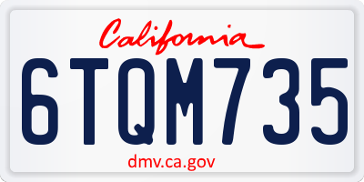 CA license plate 6TQM735