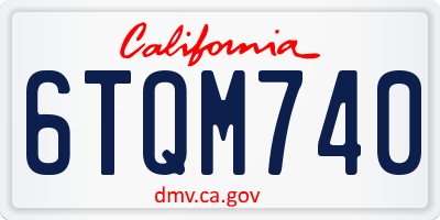 CA license plate 6TQM740