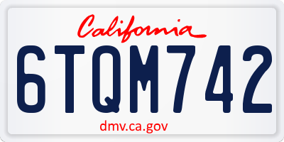 CA license plate 6TQM742