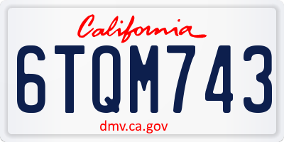 CA license plate 6TQM743