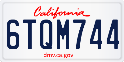 CA license plate 6TQM744