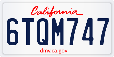 CA license plate 6TQM747