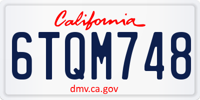 CA license plate 6TQM748