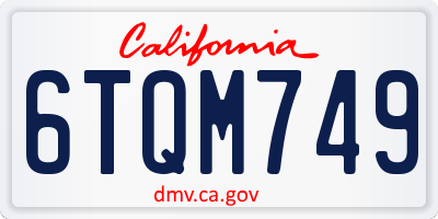 CA license plate 6TQM749