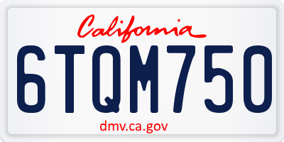 CA license plate 6TQM750