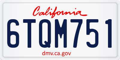 CA license plate 6TQM751