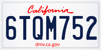 CA license plate 6TQM752