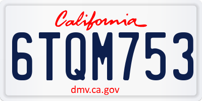 CA license plate 6TQM753