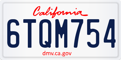 CA license plate 6TQM754