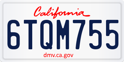 CA license plate 6TQM755