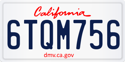 CA license plate 6TQM756