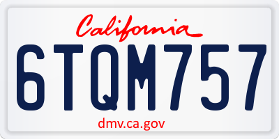 CA license plate 6TQM757