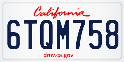 CA license plate 6TQM758