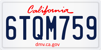 CA license plate 6TQM759