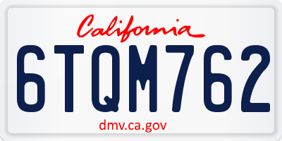 CA license plate 6TQM762