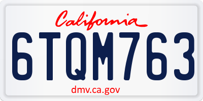 CA license plate 6TQM763