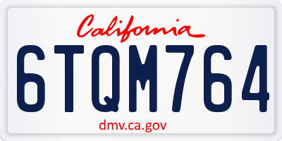 CA license plate 6TQM764