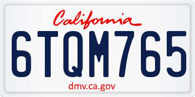 CA license plate 6TQM765