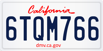 CA license plate 6TQM766