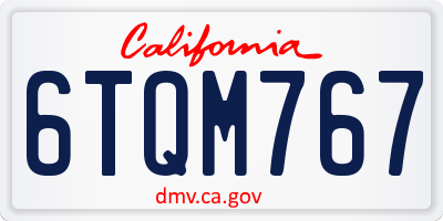 CA license plate 6TQM767