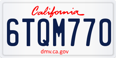 CA license plate 6TQM770