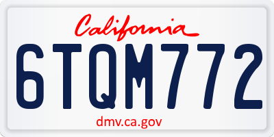 CA license plate 6TQM772