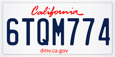 CA license plate 6TQM774