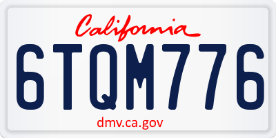 CA license plate 6TQM776