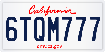 CA license plate 6TQM777