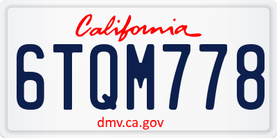 CA license plate 6TQM778