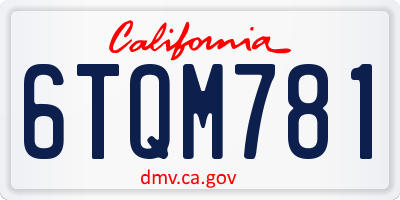 CA license plate 6TQM781