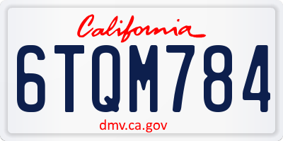 CA license plate 6TQM784