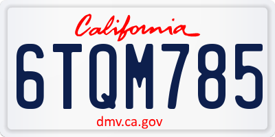 CA license plate 6TQM785