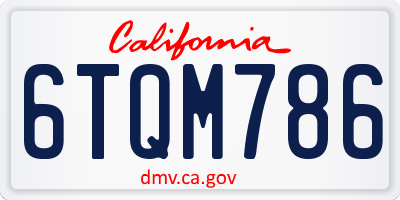 CA license plate 6TQM786