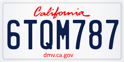 CA license plate 6TQM787