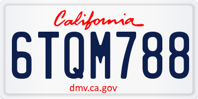 CA license plate 6TQM788