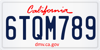 CA license plate 6TQM789