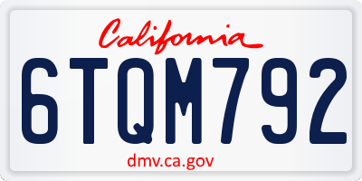 CA license plate 6TQM792