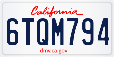 CA license plate 6TQM794