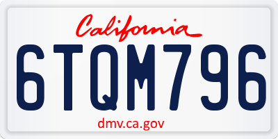 CA license plate 6TQM796