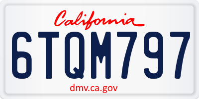 CA license plate 6TQM797