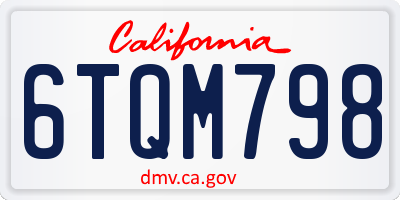 CA license plate 6TQM798