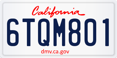 CA license plate 6TQM801