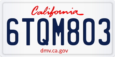 CA license plate 6TQM803