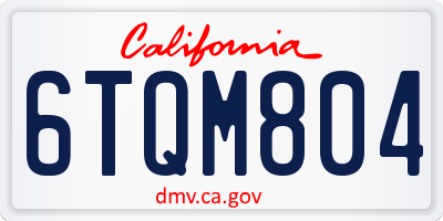 CA license plate 6TQM804