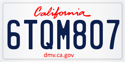 CA license plate 6TQM807