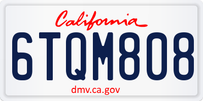 CA license plate 6TQM808